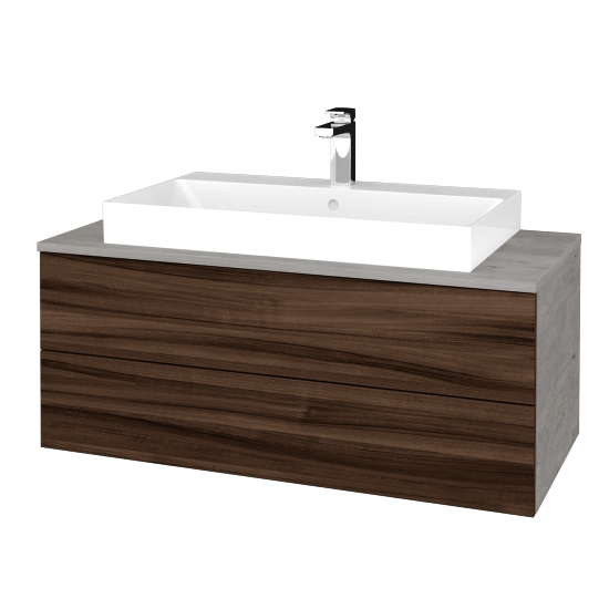 Waschtischunterschrank JOCKAM SZZ2 100 (Waschtisch Glance)  - D01 Beton - D06 Nussbaum - Nein