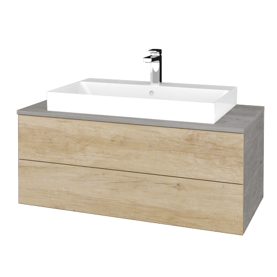 Waschtischunterschrank JOCKAM SZZ2 100 (Waschtisch Glance)  - D01 Beton - D15 Eiche Nebraska - Nein