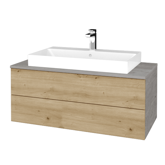 Waschtischunterschrank JOCKAM SZZ2 100 (Waschtisch Glance)  - D01 Beton - D22 Eiche Caramel - Nein