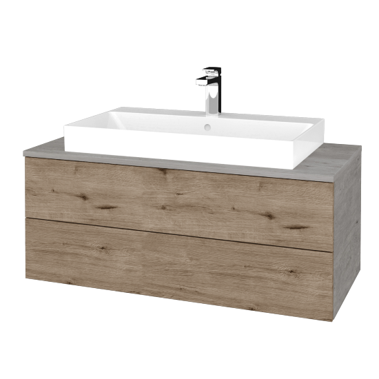 Waschtischunterschrank JOCKAM SZZ2 100 (Waschtisch Glance)  - D01 Beton - D23 Eiche Herkules - Nein