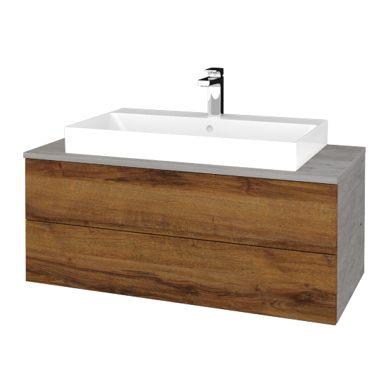 Waschtischunterschrank JOCKAM SZZ2 100 (Waschtisch Glance)  - D01 Beton - D27 Cognac - Nein
