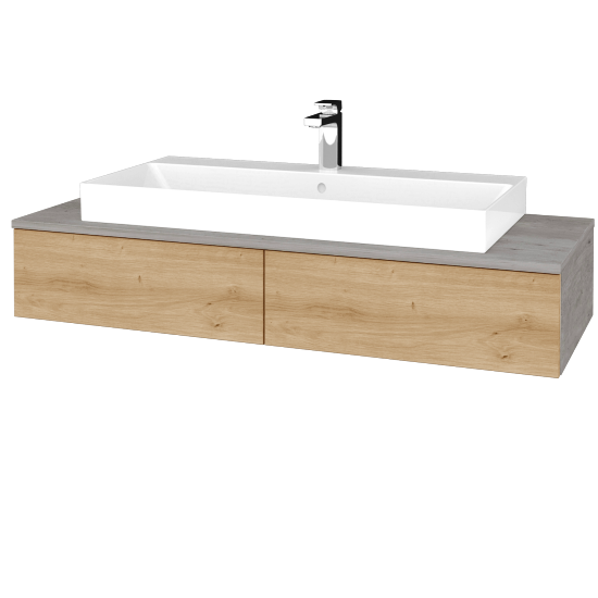 Waschtischunterschrank JOCKAM SZZ2 120 (Waschtisch Glance)  - D01 Beton - D22 Eiche Caramel - Nein