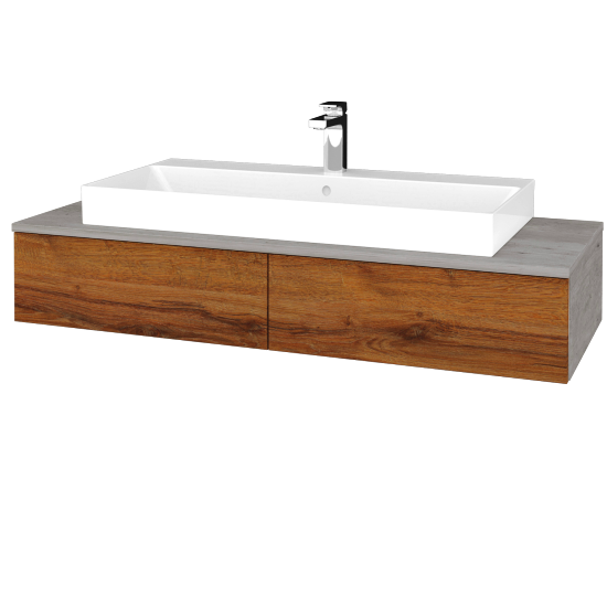 Waschtischunterschrank JOCKAM SZZ2 120 (Waschtisch Glance)  - D01 Beton - D27 Cognac - Nein