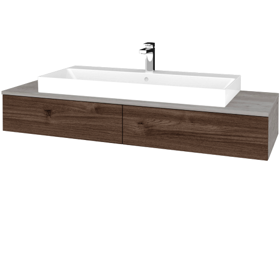 Waschtischunterschrank JOCKAM SZZ2 140 (Waschtisch Glance)  - D01 Beton - D25 Teak - Nein