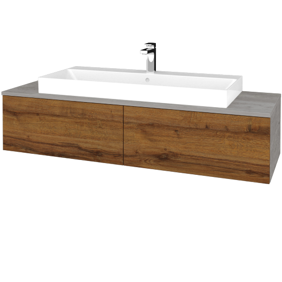 Waschtischunterschrank JOCKAM SZZ12 140 (Waschtisch Glance)  - D01 Beton - D27 Cognac - Nein