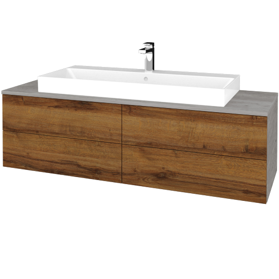 Waschtischunterschrank JOCKAM SZZ4 140 (Waschtisch Glance)  - D01 Beton - D27 Cognac - Nein
