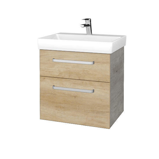 Waschtischunterschrank DEVELOP SZZ2 60  - D01 Beton - Griffes T01 - D15 Eiche Nebraska