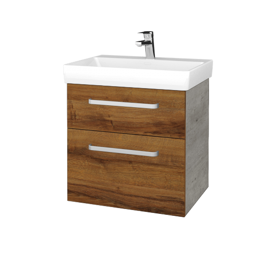 Waschtischunterschrank DEVELOP SZZ2 60  - D01 Beton - Griffes T01 - D27 Cognac