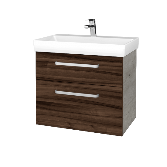 Waschtischunterschrank DEVELOP SZZ2 70  - D01 Beton - Griffes T01 - D06 Nussbaum