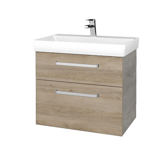 Waschtischunterschrank DEVELOP SZZ2 70  - D01 Beton - Griffes T01 - D17 Eiche Colorado