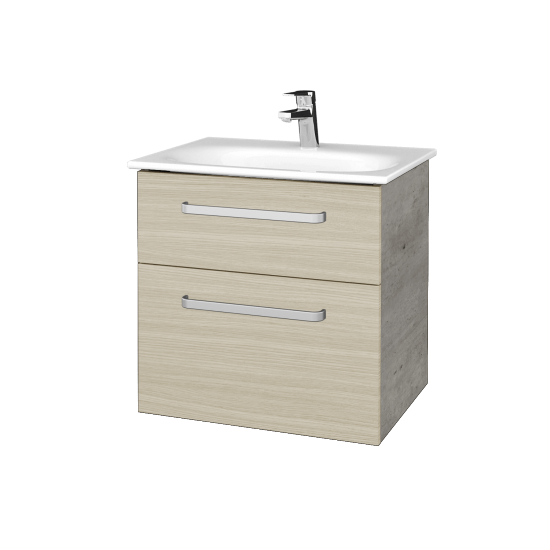 Waschtischunterschrank DEVELOP SZZ2 60  - D01 Beton - Griffes T01 - D04 Eiche