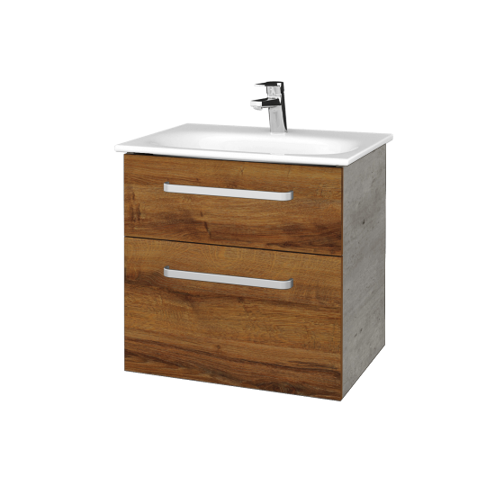 Waschtischunterschrank DEVELOP SZZ2 60  - D01 Beton - Griffes T01 - D27 Cognac