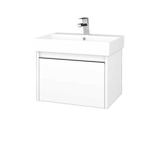 Waschtischunterschrank LOGI SZZ 60 (Waschtisch Glance 60)  - N01 Weiß Hochglanz - Griffes T33 - Schwarz matt - N01 Weiß Hochglanz