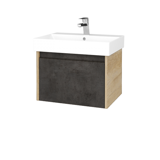 Waschtischunterschrank LOGI SZZ 60 (Waschtisch Glance 60)  - D15 Eiche Nebraska - D16 Dark Beton