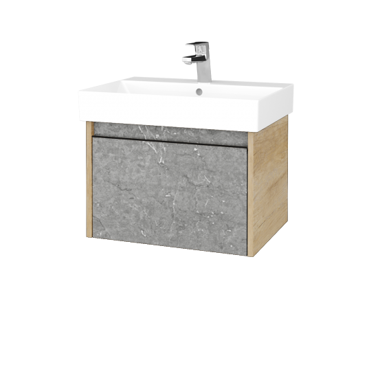 Waschtischunterschrank LOGI SZZ 60 (Waschtisch Glance 60)  - D15 Eiche Nebraska - Griffes T33 - D20 Galaxy