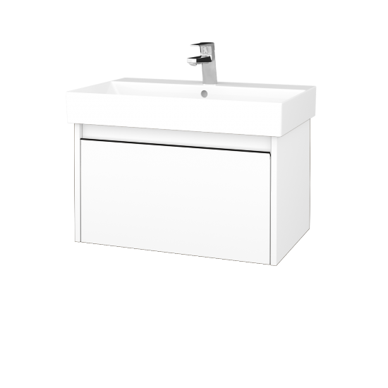 Waschtischunterschrank LOGI SZZ 70 (Waschtisch Glance 70)  - N01 Weiß Hochglanz - Griffes T33 - Schwarz matt - N01 Weiß Hochglanz