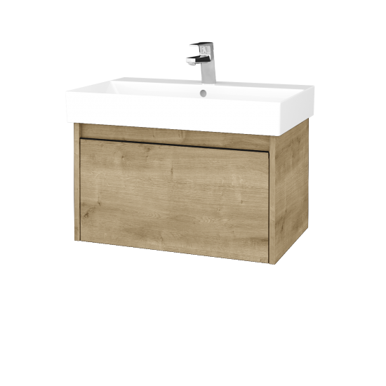 Waschtischunterschrank LOGI SZZ 70 (Waschtisch Glance 70)  - D09 Eiche Arlington - Griffes T33 - Schwarz matt - D09 Arlington