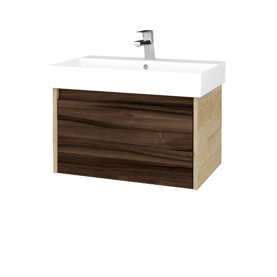 Waschtischunterschrank LOGI SZZ 70 (Waschtisch Glance 70)  - D15 Eiche Nebraska - D06 Nussbaum