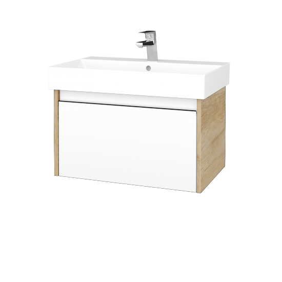 Waschtischunterschrank LOGI SZZ 70 (Waschtisch Glance 70)  - D15 Eiche Nebraska - N01 Weiß Hochglanz