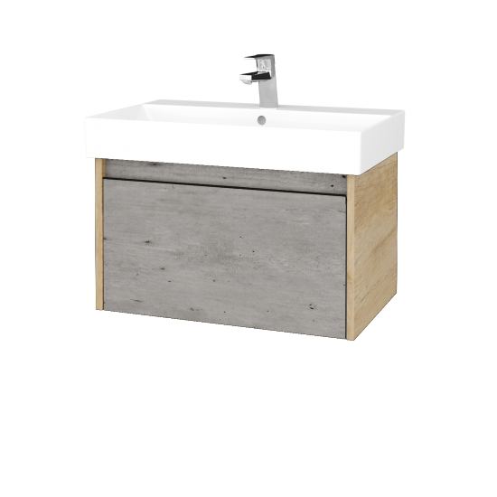 Waschtischunterschrank LOGI SZZ 70 (Waschtisch Glance 70) Waschtisch Glance - D15 Eiche Nebraska - Griffes T33 - D01 Beton