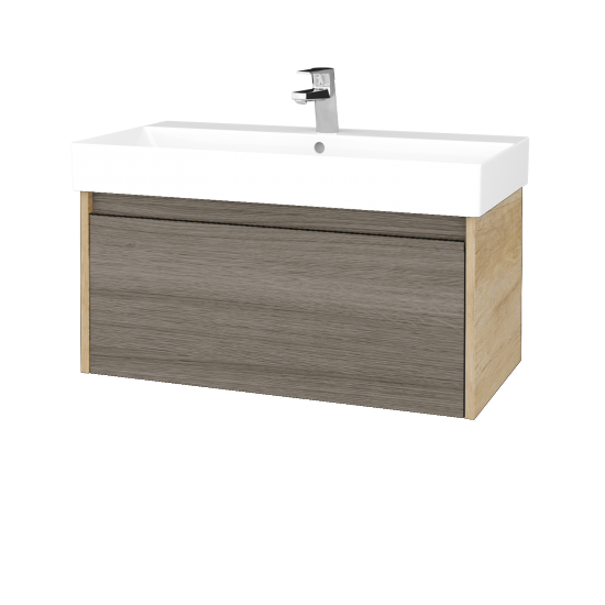 Waschtischunterschrank LOGI SZZ 85 (Waschtisch Glance 85)  - D15 Eiche Nebraska - D03 Cafe