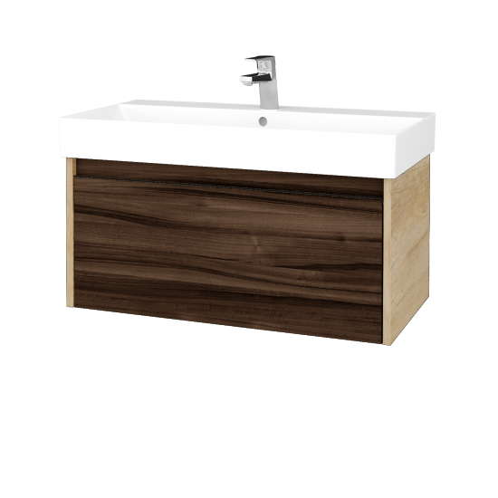 Waschtischunterschrank LOGI SZZ 85 (Waschtisch Glance 85)  - D15 Eiche Nebraska - D06 Nussbaum