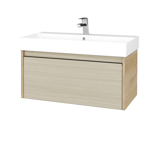 Waschtischunterschrank LOGI SZZ 85 (Waschtisch Glance 85)  - D15 Eiche Nebraska - Griffes T33 - D04 Eiche