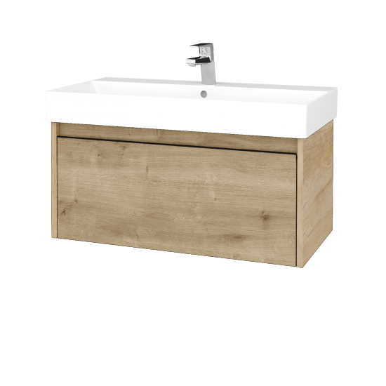 Waschtischunterschrank LOGI SZZ 85 (Waschtisch Glance 85)  - D15 Eiche Nebraska - Griffes T33 - D09 Arlington