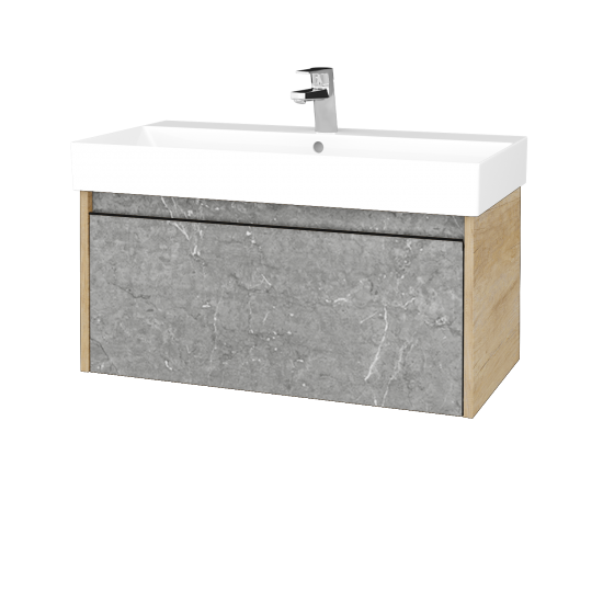 Waschtischunterschrank LOGI SZZ 85 (Waschtisch Glance 85)  - D15 Eiche Nebraska - Griffes T33 - D20 Galaxy