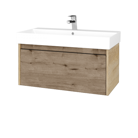 Waschtischunterschrank LOGI SZZ 85 (Waschtisch Glance 85)  - D15 Eiche Nebraska - Griffes T33 - D23 Herkules