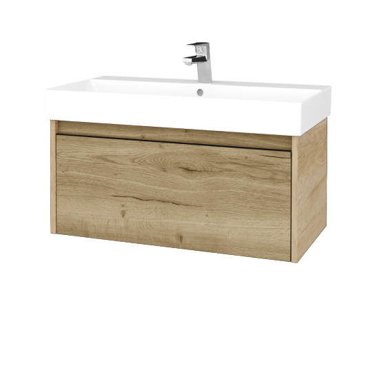 Waschtischunterschrank LOGI SZZ 85 (Waschtisch Glance 85)  - D15 Eiche Nebraska - Griffes T33 - D26 Ontario