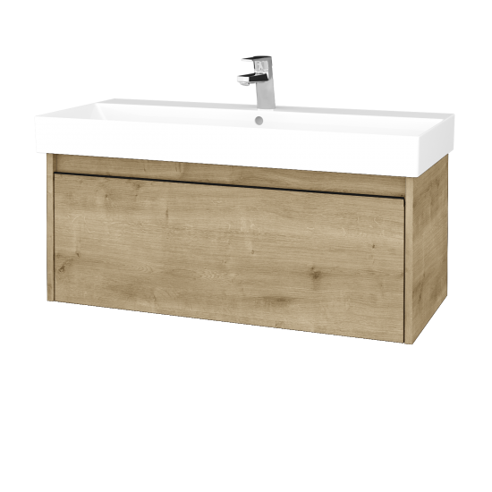 Waschtischunterschrank LOGI SZZ 100 (Waschtisch Glance 100)  - D09 Eiche Arlington - Griffes T33 - Schwarz matt - D09 Arlington