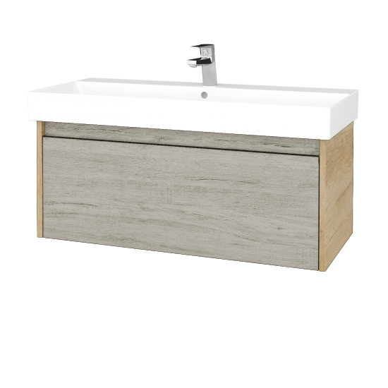 Waschtischunterschrank LOGI SZZ 100 (Waschtisch Glance 100)  - D15 Eiche Nebraska - D05 Oregon