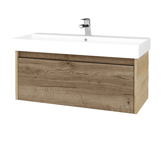 Waschtischunterschrank LOGI SZZ 100 (Waschtisch Glance 100) Waschtisch Glance - D15 Eiche Nebraska - Griffes T33 - D21 Tobacco