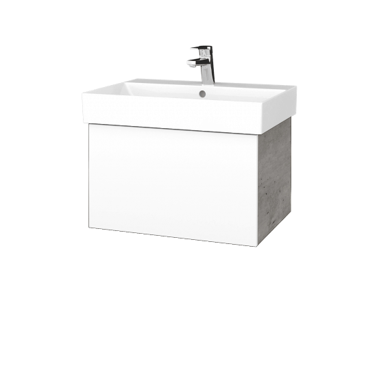 Waschtischunterschrank FLAT SZZ 60 (Waschtisch Glance)  - D01 Beton - L01 Weiß Lack Hochglanz