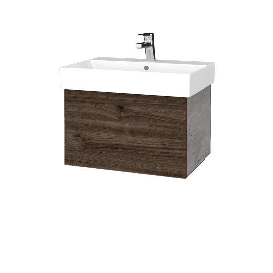 Waschtischunterschrank FLAT SZZ 60 (Waschtisch Glance)  - D01 Beton - D25 Teak