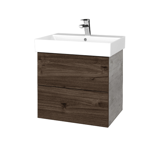 Waschtischunterschrank FLAT SZZ2 60 (Waschtisch Glance)  - D01 Beton - D25 Teak