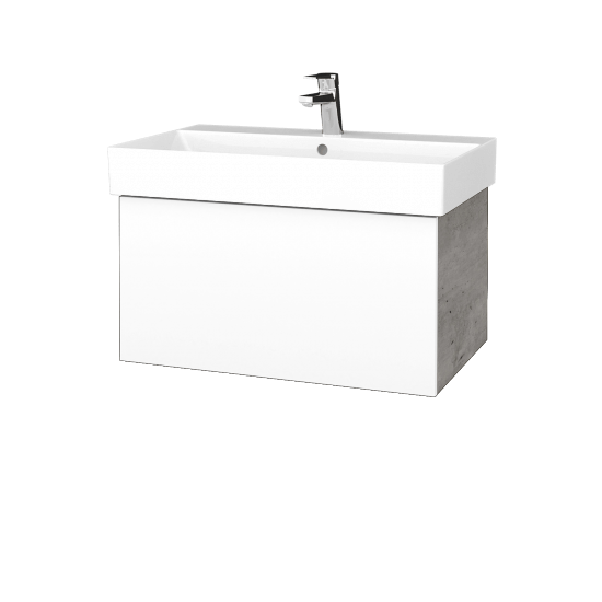 Waschtischunterschrank FLAT SZZ 70 (Waschtisch Glance)  - D01 Beton - L01 Weiß Lack Hochglanz