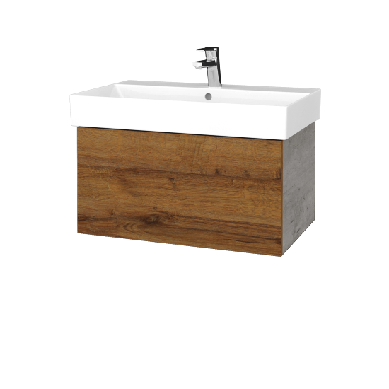 Waschtischunterschrank FLAT SZZ 70 (Waschtisch Glance)  - D01 Beton - D27 Cognac