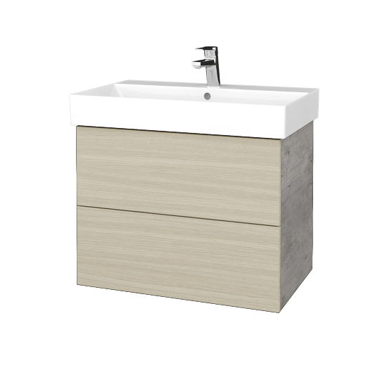 Waschtischunterschrank FLAT SZZ2 70 (Waschtisch Glance)  - D01 Beton - D04 Eiche