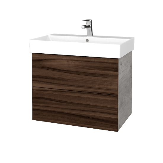 Waschtischunterschrank FLAT SZZ2 70 (Waschtisch Glance)  - D01 Beton - D06 Nussbaum