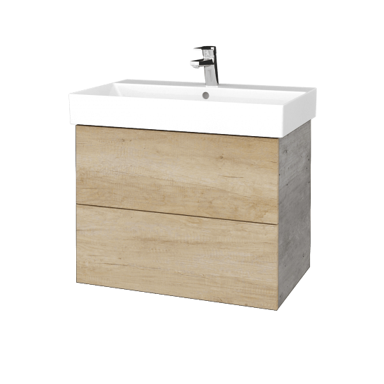 Waschtischunterschrank FLAT SZZ2 70 (Waschtisch Glance)  - D01 Beton - D15 Eiche Nebraska