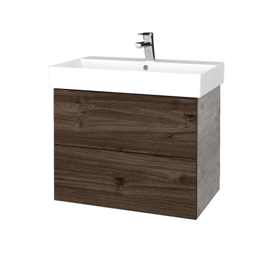 Waschtischunterschrank FLAT SZZ2 70 (Waschtisch Glance)  - D01 Beton - D25 Teak