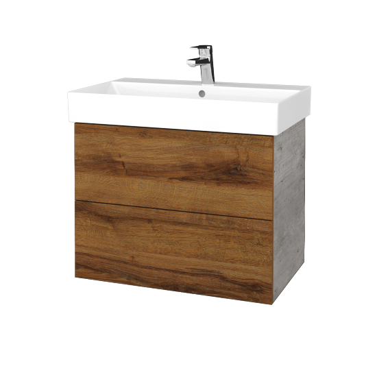 Waschtischunterschrank FLAT SZZ2 70 (Waschtisch Glance)  - D01 Beton - D27 Cognac