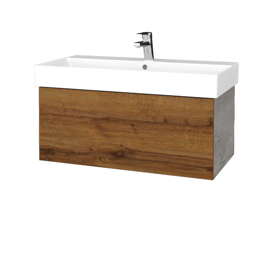 Waschtischunterschrank FLAT SZZ 85 (Waschtisch Glance)  - D01 Beton - D27 Cognac
