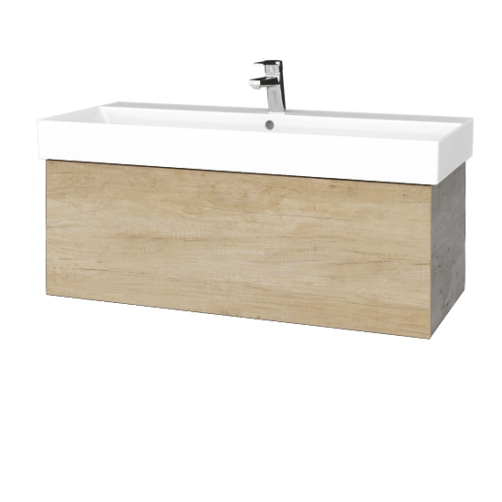 Waschtischunterschrank FLAT SZZ 100 (Waschtisch Glance)  - D01 Beton - D15 Eiche Nebraska