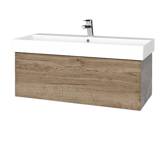 Waschtischunterschrank FLAT SZZ 100 (Waschtisch Glance)  - D01 Beton - D21 Tobacco