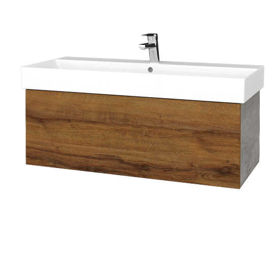 Waschtischunterschrank FLAT SZZ 100 (Waschtisch Glance)  - D01 Beton - D27 Cognac