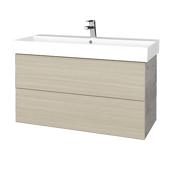 Waschtischunterschrank FLAT SZZ2 100 (Waschtisch Glance)  - D01 Beton - D04 Eiche