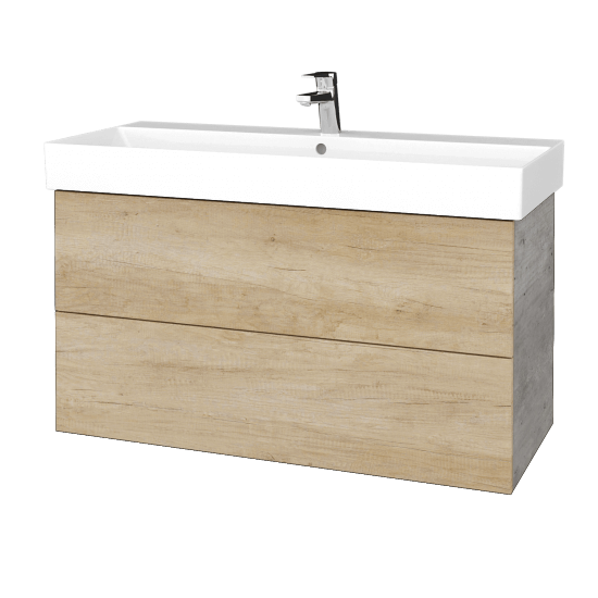 Waschtischunterschrank FLAT SZZ2 100 (Waschtisch Glance)  - D01 Beton - D15 Eiche Nebraska